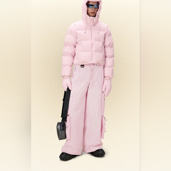 Rains Pants - Rains Wide-Leg Waterproof Winter Puffer Tracer Pants Pink Size Medium NWT!